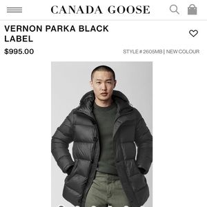 Canada Goose VERNON PARKA BLACK LABEL MENS SIZE L